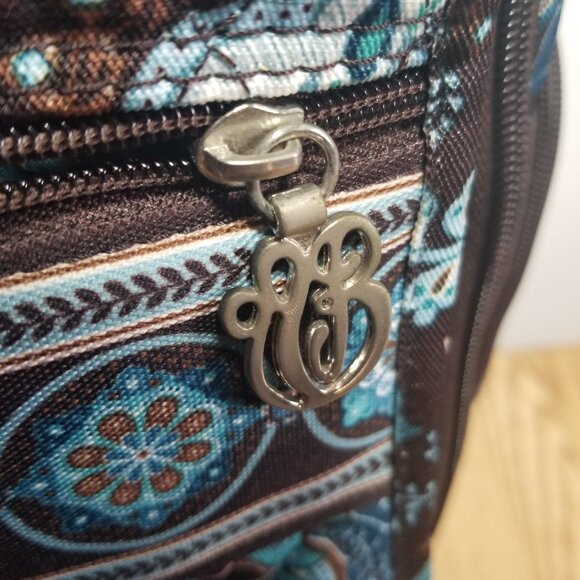 Vera Bradley 19-20" Java Blue Brown Carry-On Rolling Suitcase w/Tolietry Bag - Picture 5 of 12